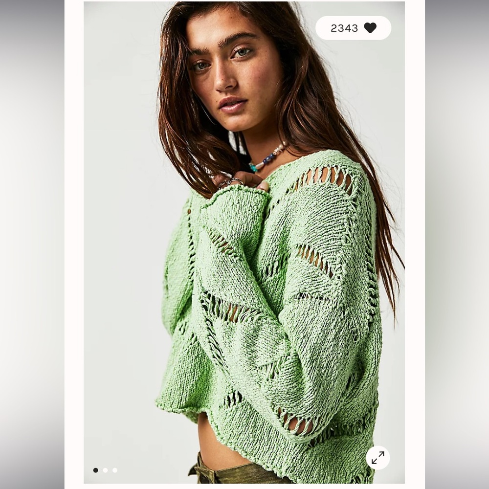 FREE PEOPLE Hayley Sweater Lime Green size small